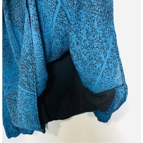 🔴 JUICY COUTURE Georgette Blouse Top Cold Shoulder Black Teal Blue - Picture 8 of 9